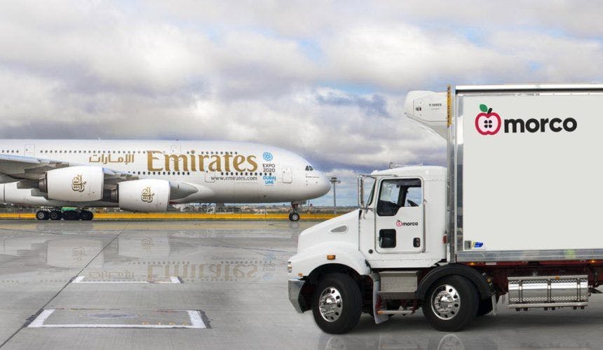 Morco truck and Emirates jet Sydney Airport